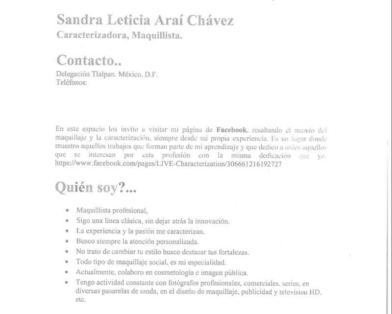 Curriculum de Sandra Leticia Araí Chávez